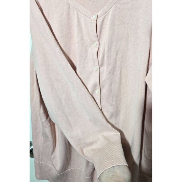 Lands End Cardigan 3X 24/26W Pink Basics Stretch Button Up Comfort Breathable - Picture 10 of 13